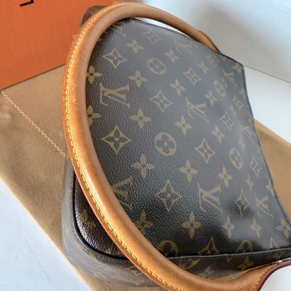 Louis Vuitton Medium Looping Brown and Tan Monogram Shoulder Bag. - Picture 12 of 14